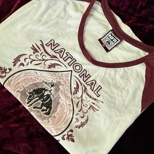 NFR National Graphic Raglan Tank - Cream & Maroon